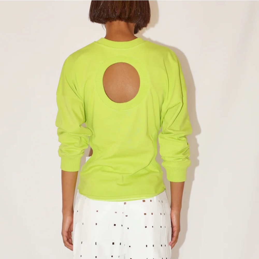 LONG SLEEVE JERSEY TOP WITH CUTOUT DETAIL ACID LIME M - Picture 3 of 9